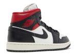 Wmns Air Jordan 1 Mid ‘Black Sail Gym Red’